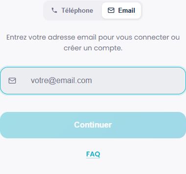 Formulaire Lavanty avec l’onglet Email actif, le champ adresse email et Continuer.